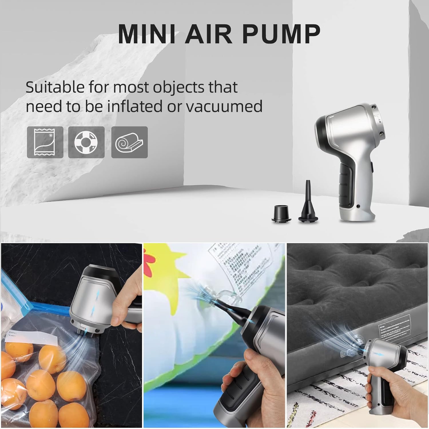 Compressed Air Duster  Mini Vacuum Keyboard Cleaner 3-In-1, New Generation Canned Air Spray, Portable Electric Air Can, Cordless Blower Computer Cleaning Kit