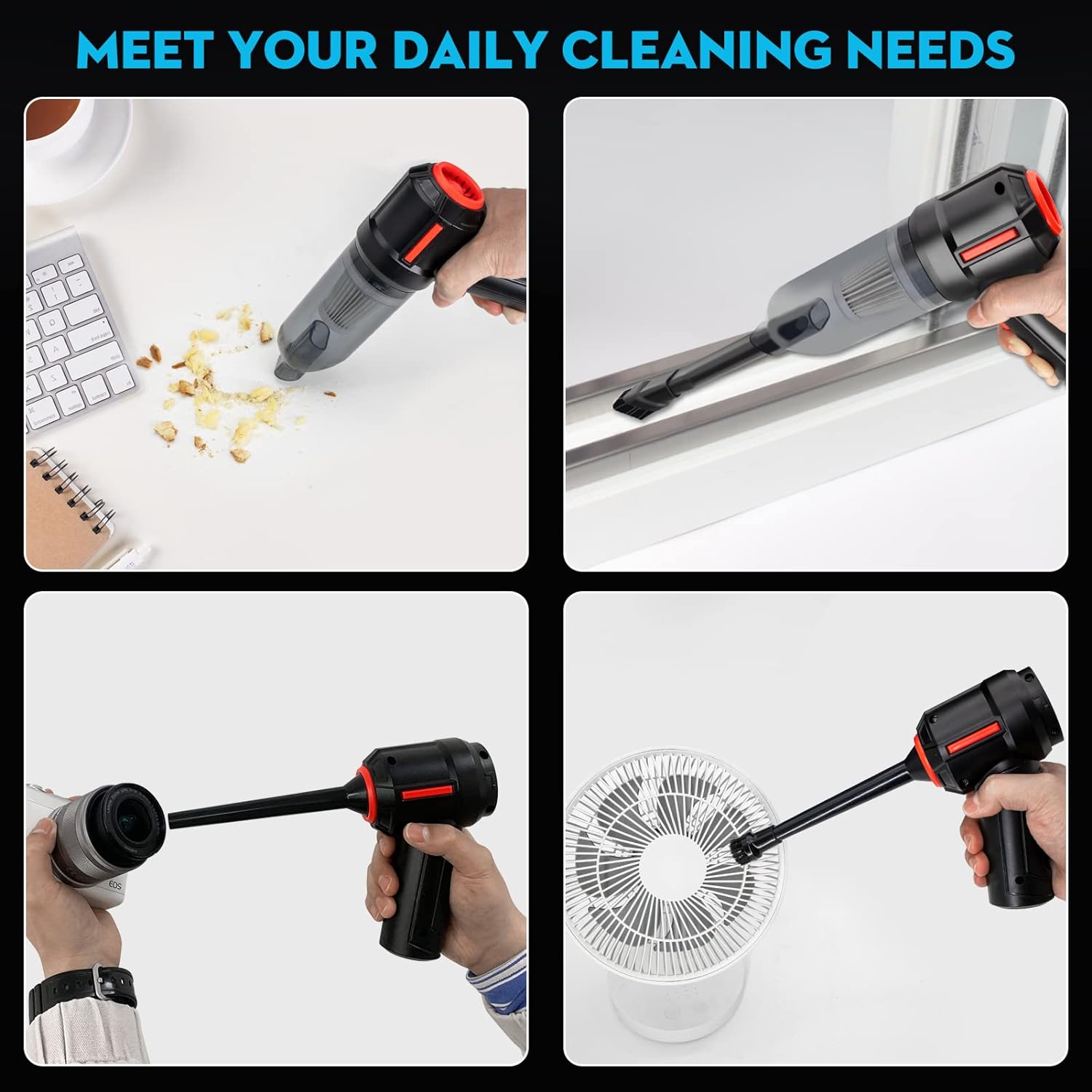 Compressed Air Duster  Mini Vacuum Keyboard Cleaner 3-In-1, New Generation Canned Air Spray, Portable Electric Air Can, Cordless Blower Computer Cleaning Kit