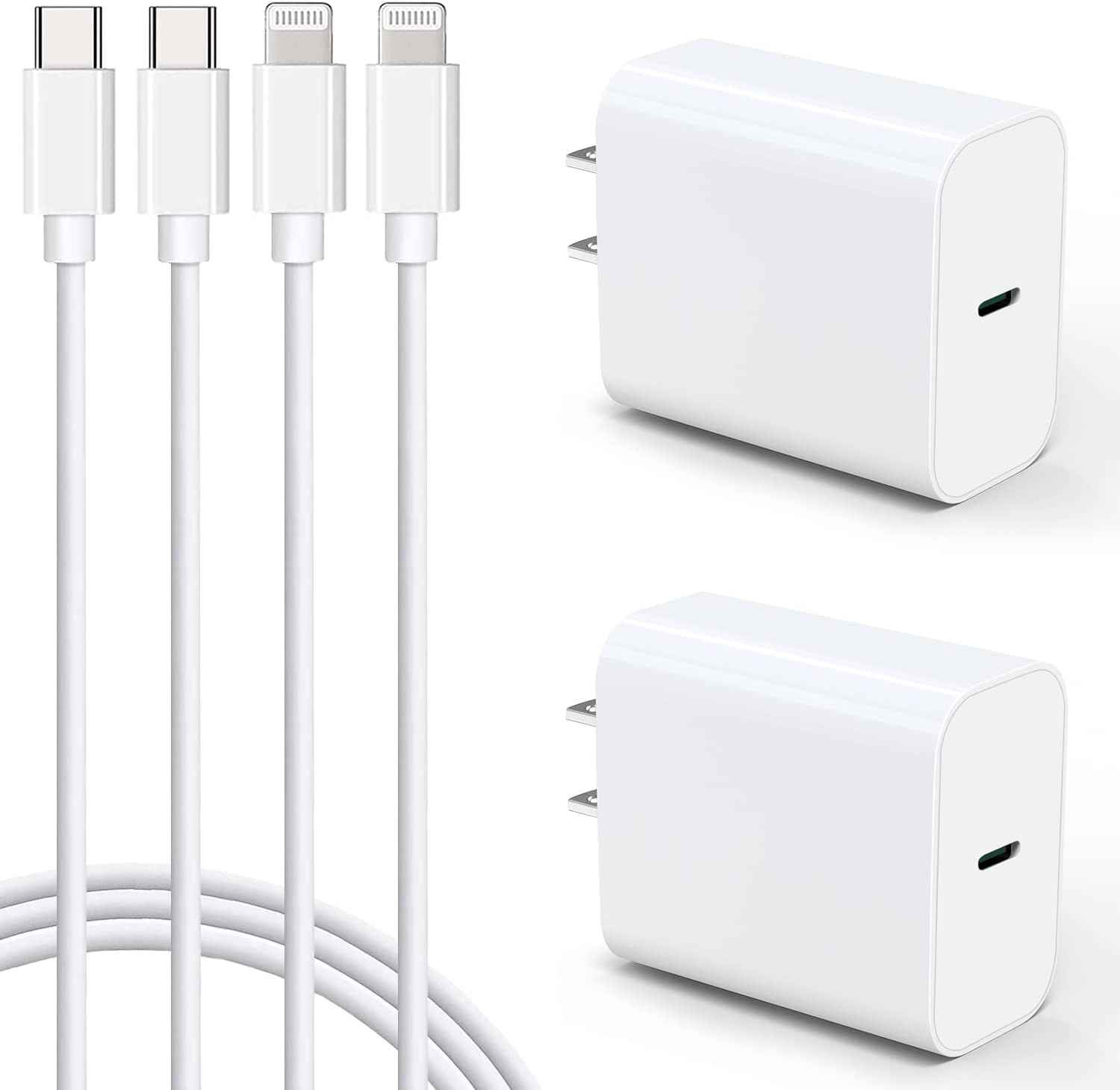 Mitesbony Iphone Fast Charger 10 Ft [Apple Mfi Certified] 2 Pack Pd 20W Usb C Charger Block With 10Ft Long Type C Lightning Cable For Iphone 14 13 12 11 Xs Xr X 8 Ipad,White