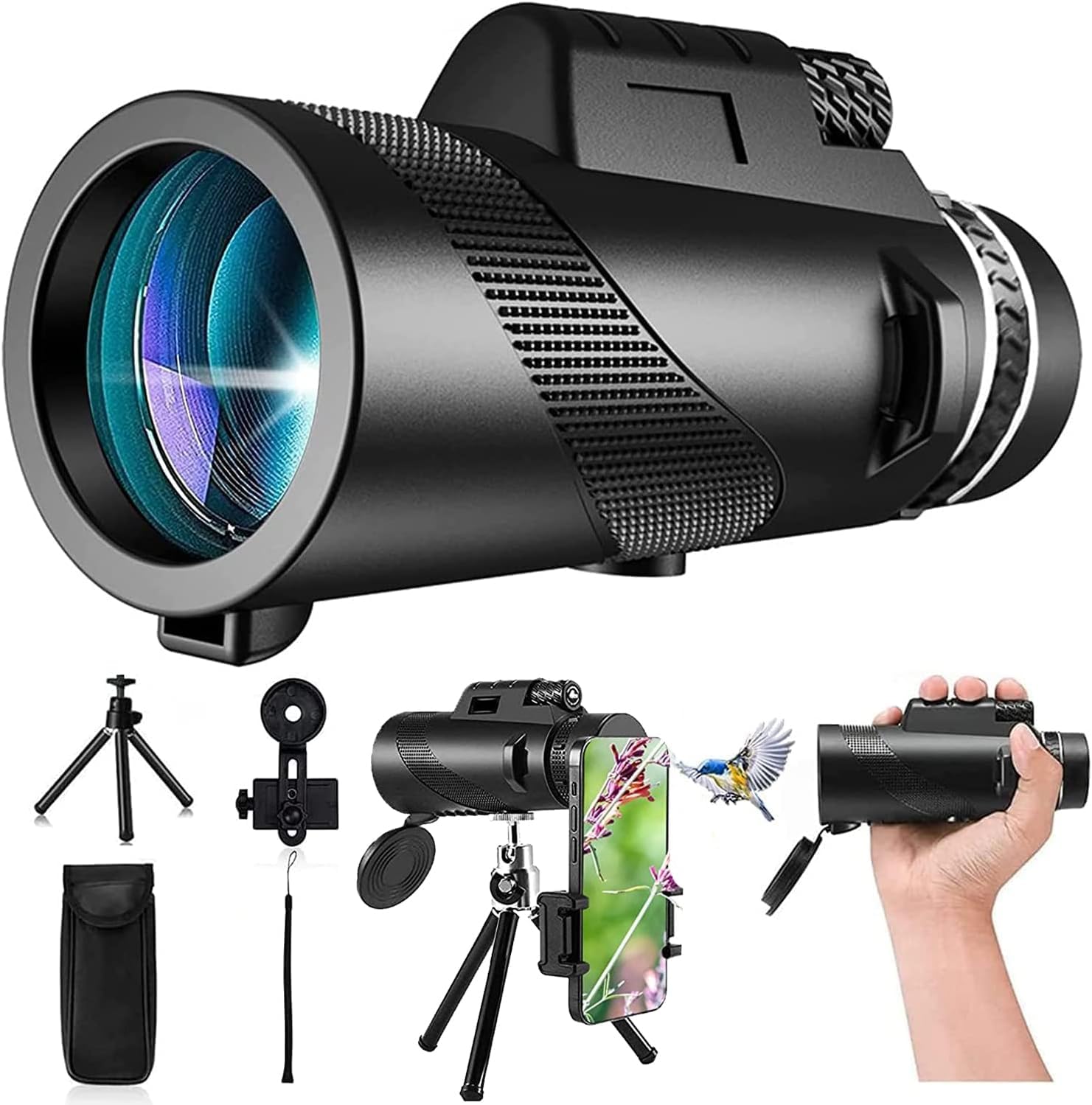 Physiophyx 80X100 Monocular-Telescope High Powered For Smartphone Monoculars For Adults High Definition For Stargazing Hunting Wildlife Bird Watching Travel Camping Hiking