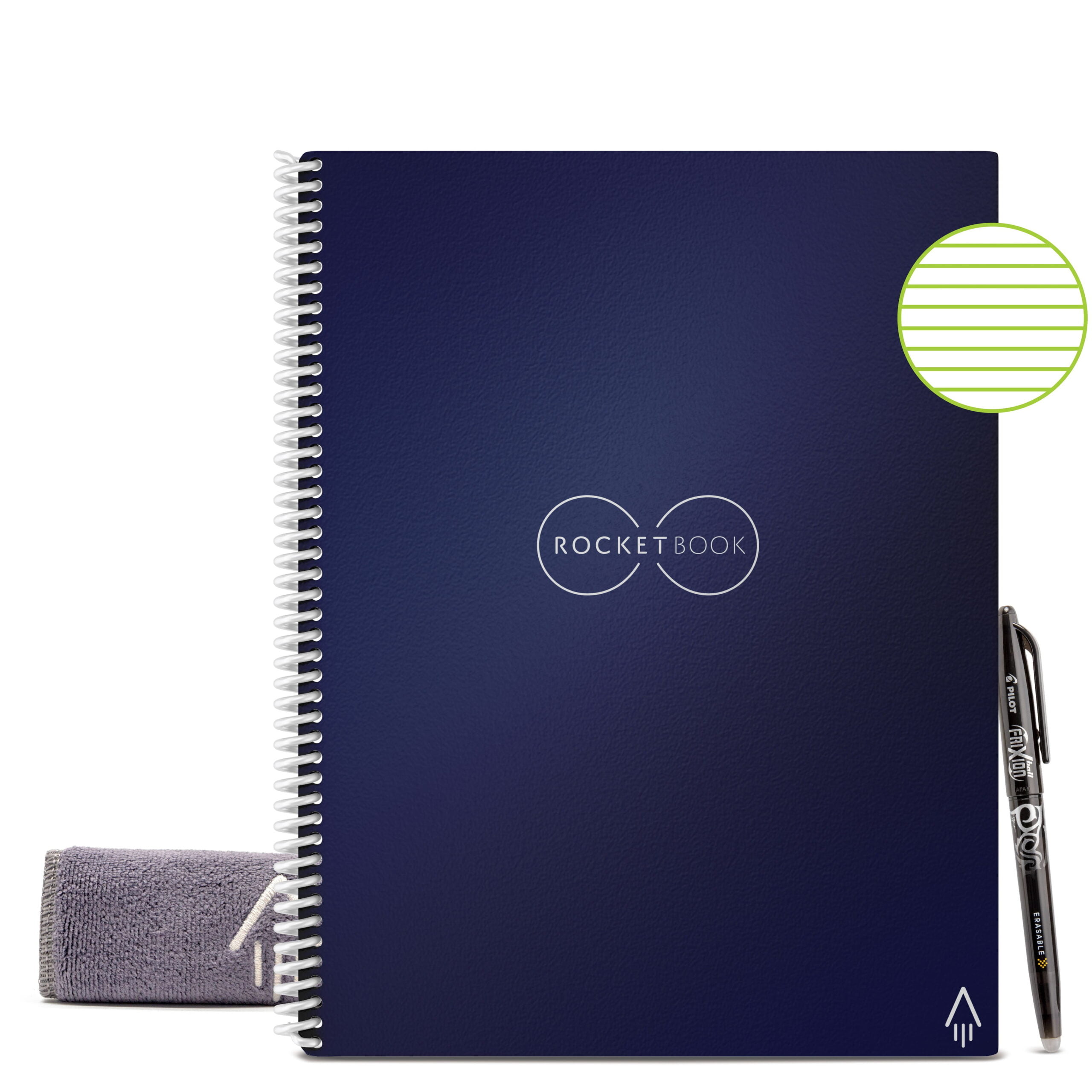 Rocketbook Core Reusable Smart Notebook | Innovative, Eco-Friendly, Digitally Connected Notebook With Cloud Sharing Capabilities | Dotted, 6 X 8.8, 36 Pg, Midnight Blue, With Pen, Cloth, And App Included
