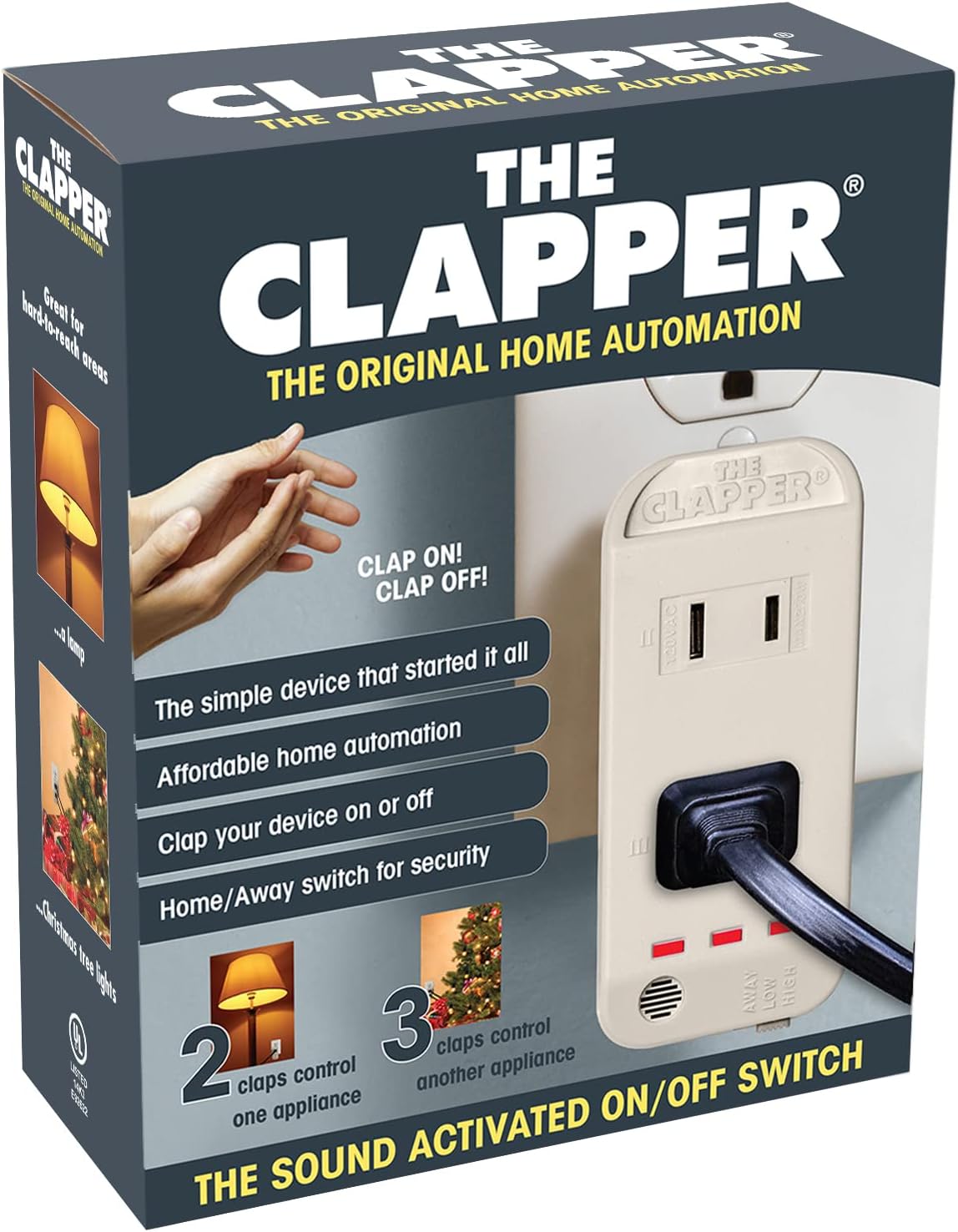 The Clapper, The Original Home Automation Sound Activated Device, On/Off Light Switch, Clap Detection - Kitchen Bedroom Tv Appliances - 120V Wall Plug Smart Home Technology, As Seen On Tv Home Gift