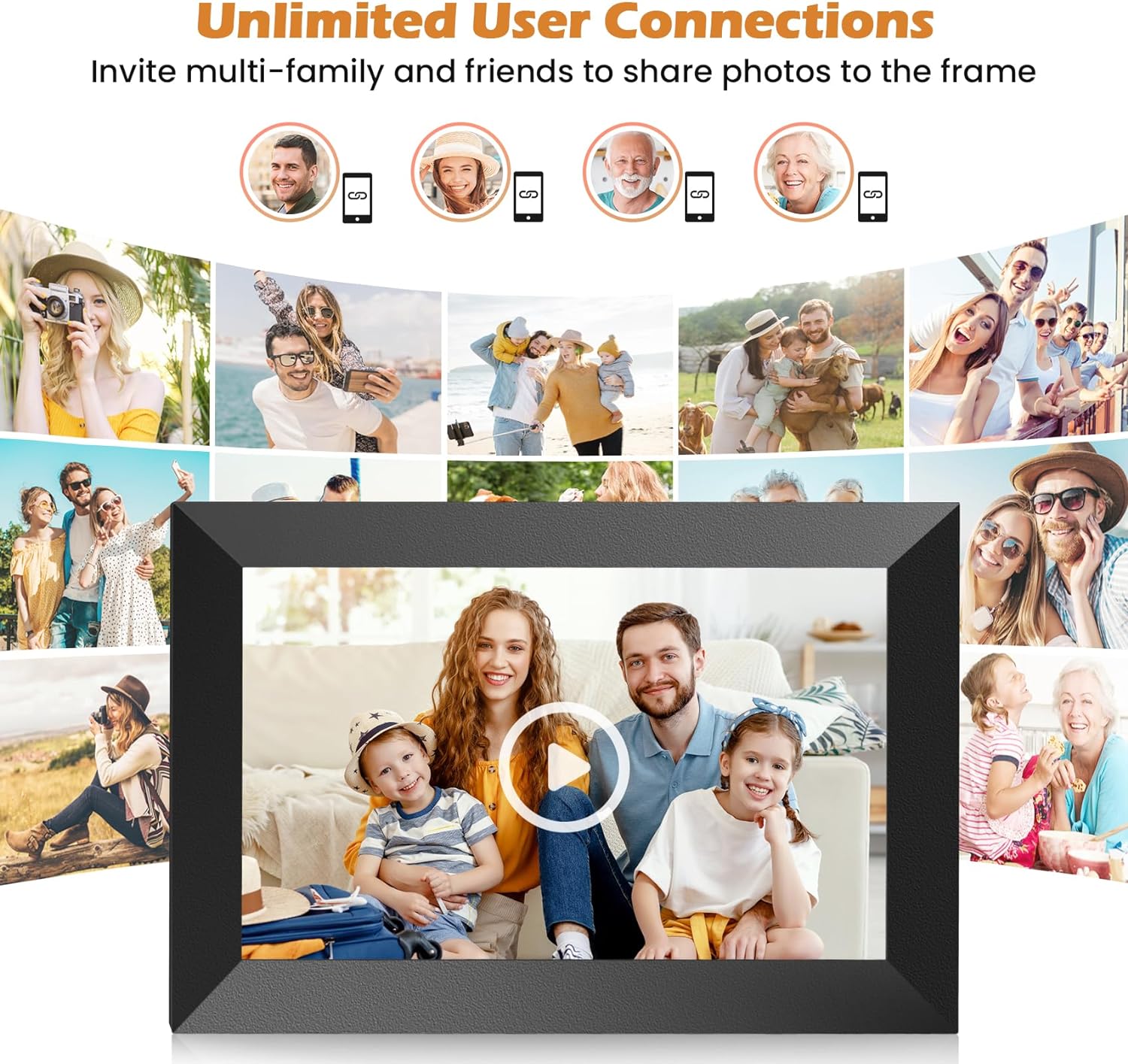 Wonnie 10.1 Inch Wifi Digital Picture Frame With 32Gb Memory, 1280X800Hd Ips Touch Screen Electronic Photo Frames, Easy Set-Up  Use, Instant And Private Photo-Sharing, Send Wishes, Auto-Rotate
