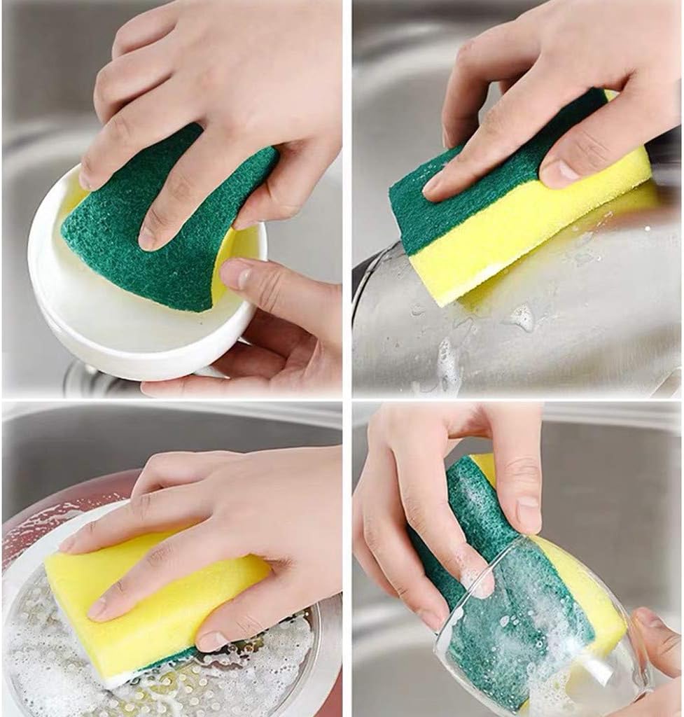 Sponges For Cleaning, Kitchen Sponges Pack Scrub Sponge Dish Sponges Eco Non-Scratch Scrubbers, Cleaning Household Supplies Scrubbing Tools (14Pcs)