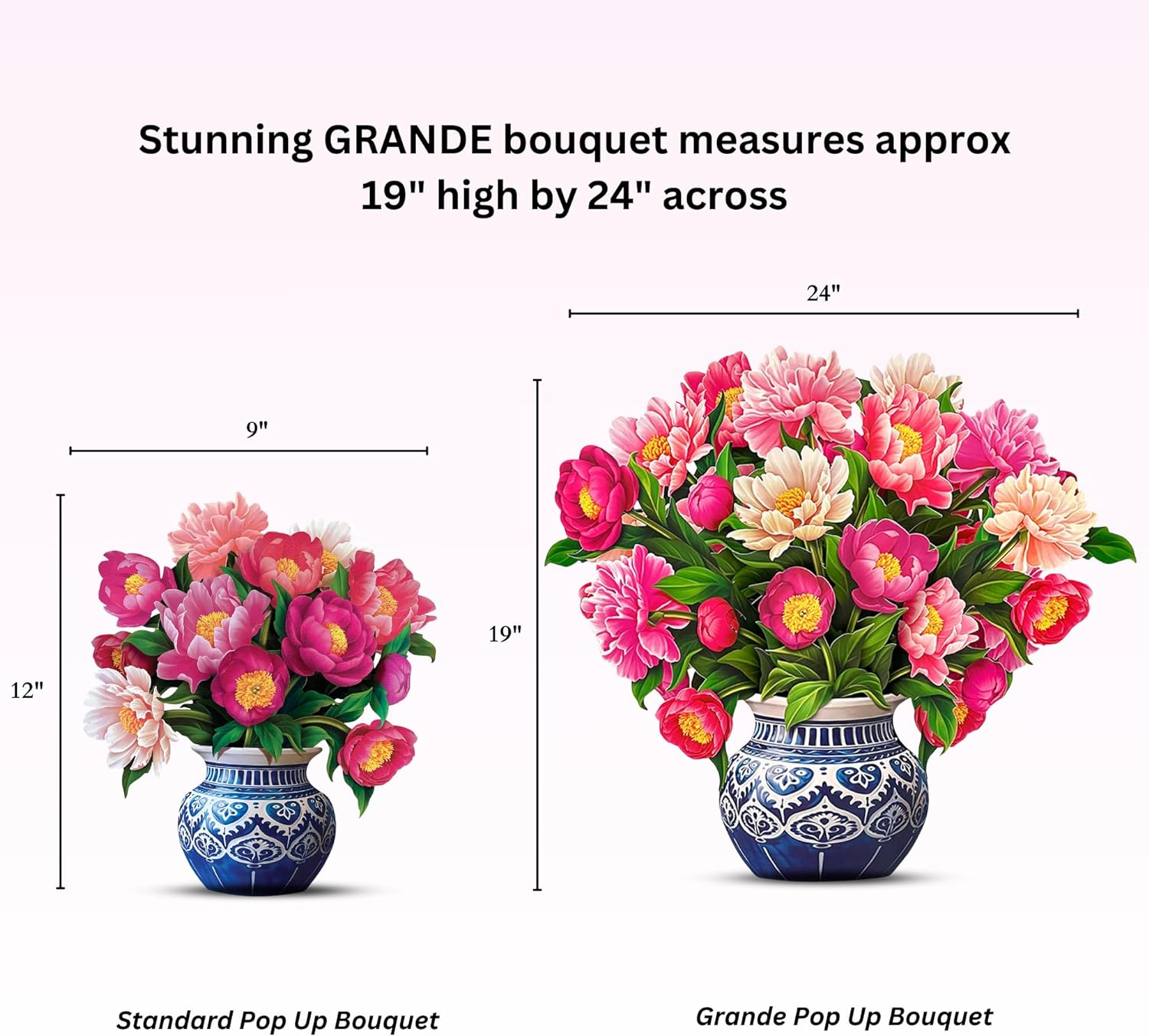 Freshcut Paper Pop Up Cards, Best Mom Peony Paradise, 12 Inch Life Sized Forever Flower Bouquet 3D Popup Greeting Cards, Birthday Gift Cards, Gifts For Her, Mothers Day Gifts With Note Card And Envelope