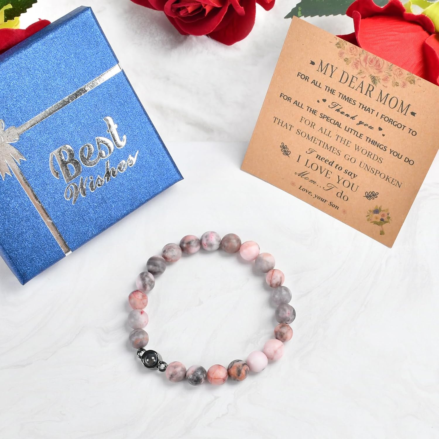 Mothers Day Gifts From Daughter Birthday Gifts For Mom Gifts Moonstone Bracelet I Love You 100 Languages Bracelets Gifts For Grandma Women Mothers Day Mom Gifts