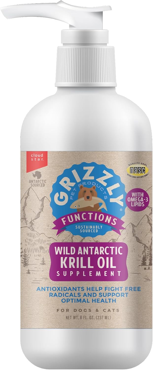 Wild Antarctic Krill Oil All-Natural Antioxidant Dog Food Supplement, 8 oz