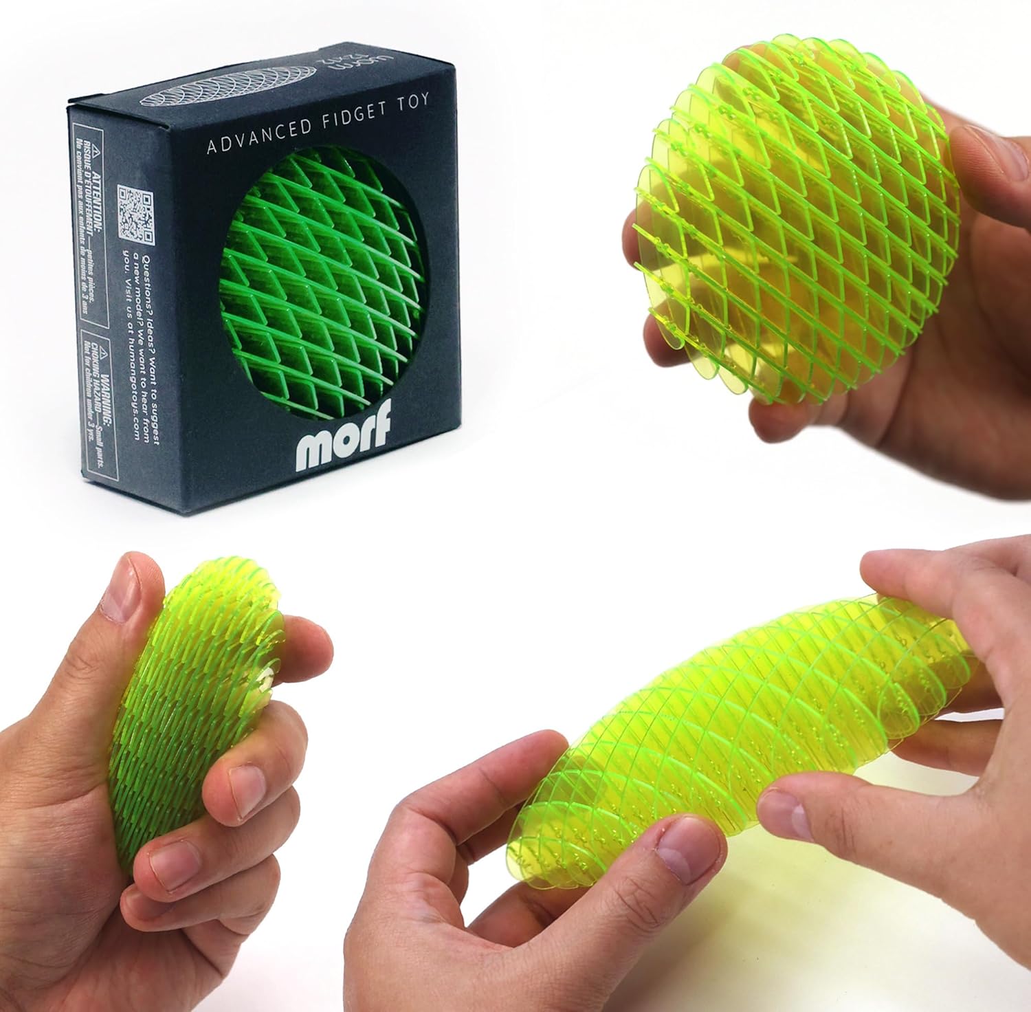 Morf Fidget Worm Toy – Desk Fidgets for Adults – Quiet Worm Fidget Toy Sensory Toys – Fun and Interactive Fidget Toy for Kids – USA Patent Pending Figgy Toys (Green, Small)