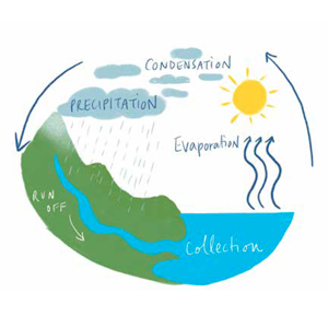 Cartoon image of weather diagrams.