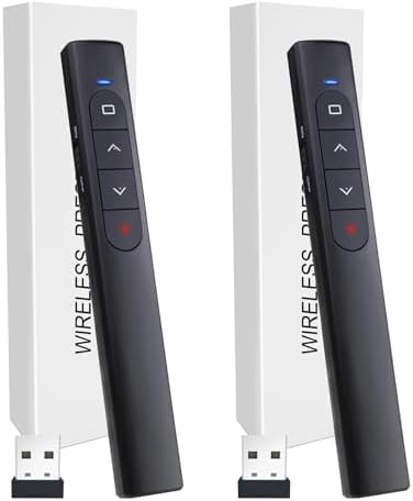 (2 Units) Wireless Presenter Remote, Presentation Clicker with Hyperlink & Volume Remote Control PowerPoint Office Presentation Clicker for Keynote/PPT/Mac/PC/Laptop