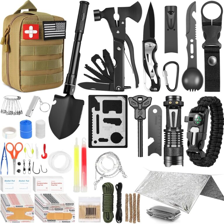 Survival Kits, 149Pcs Survival Gear First Aid Kit IFAK with Molle System Essential Camping Gear Emergency Medical Supplies for Car Fishing Hunting Outdoor Adventure, Camping Essentials