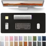 YSAGi Leather Office Desk Pad Protector, Large Mouse Pad, Non-Slip, PU Leather, Laptop Desk Blotter, Waterproof Writing Pad for Office and Home, Black, 23.6″ x 13.8″