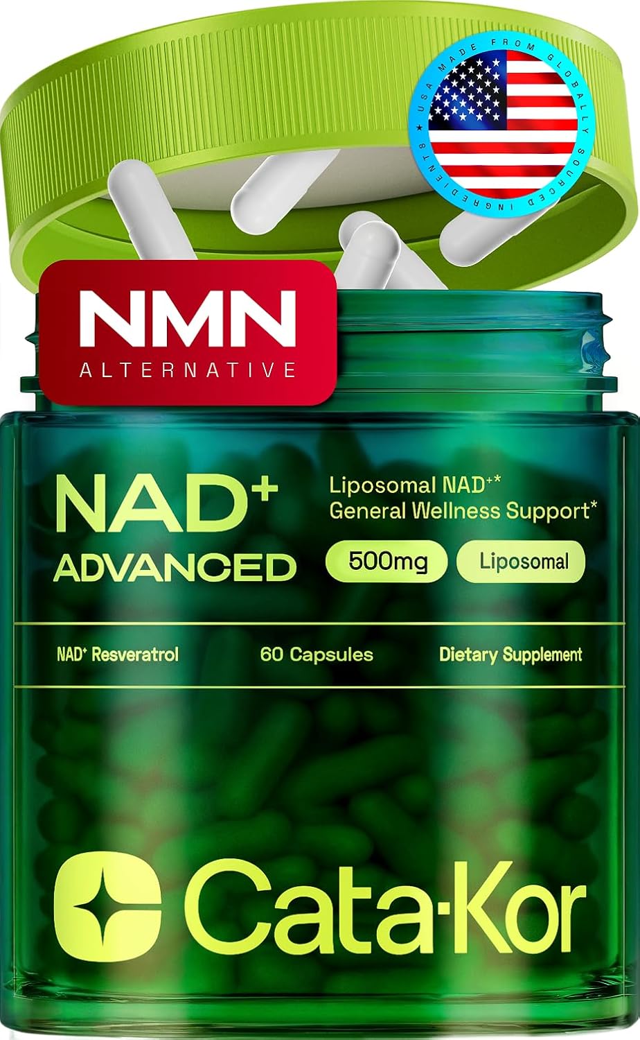 Cata-Kor Liposomal NAD+ Supplement with Resveratrol – NMN Supplement Alternative – Advanced NAD Resveratrol
