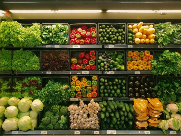 Fresh vegetables in a grocery store