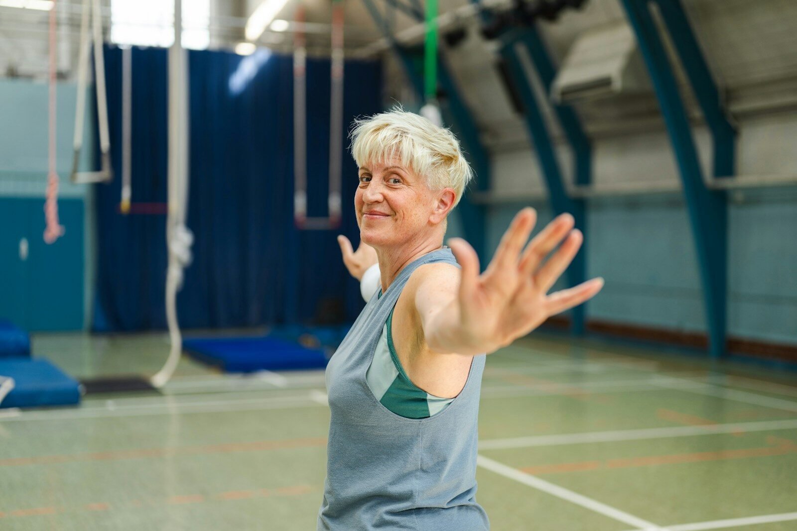 Midlife woman exercising in a gym