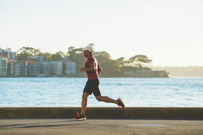 Man running by the sea